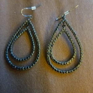 Black rhinestone hoops